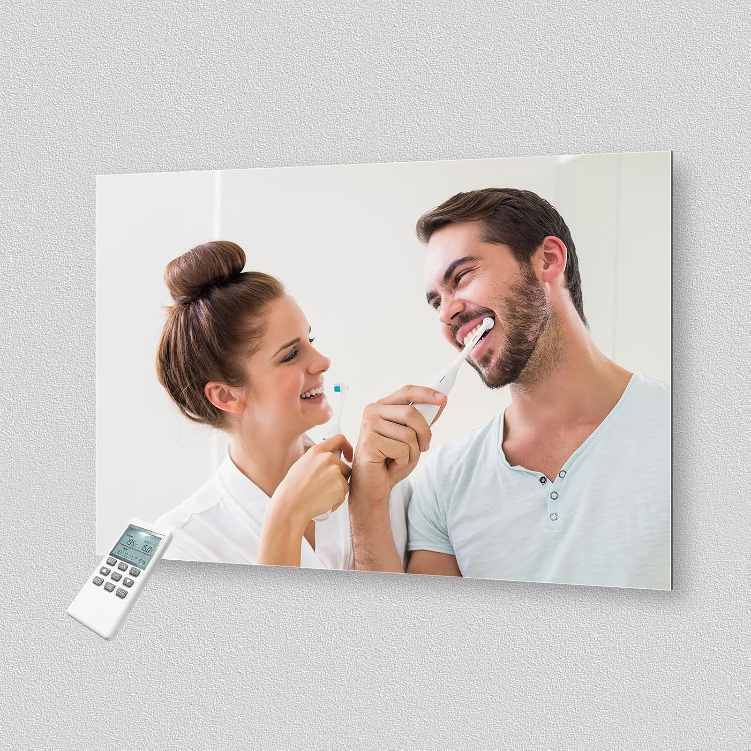 Infrarotheizung Spiegel mit Thermostat 580 Watt - Spiegelheizung Infrarot - Infrarot Wandheizung mit Fernbedienung - Elektroheizung Heizpaneel Heizkörper - Badspiegel 100x60 CM Badezimmerspiegel