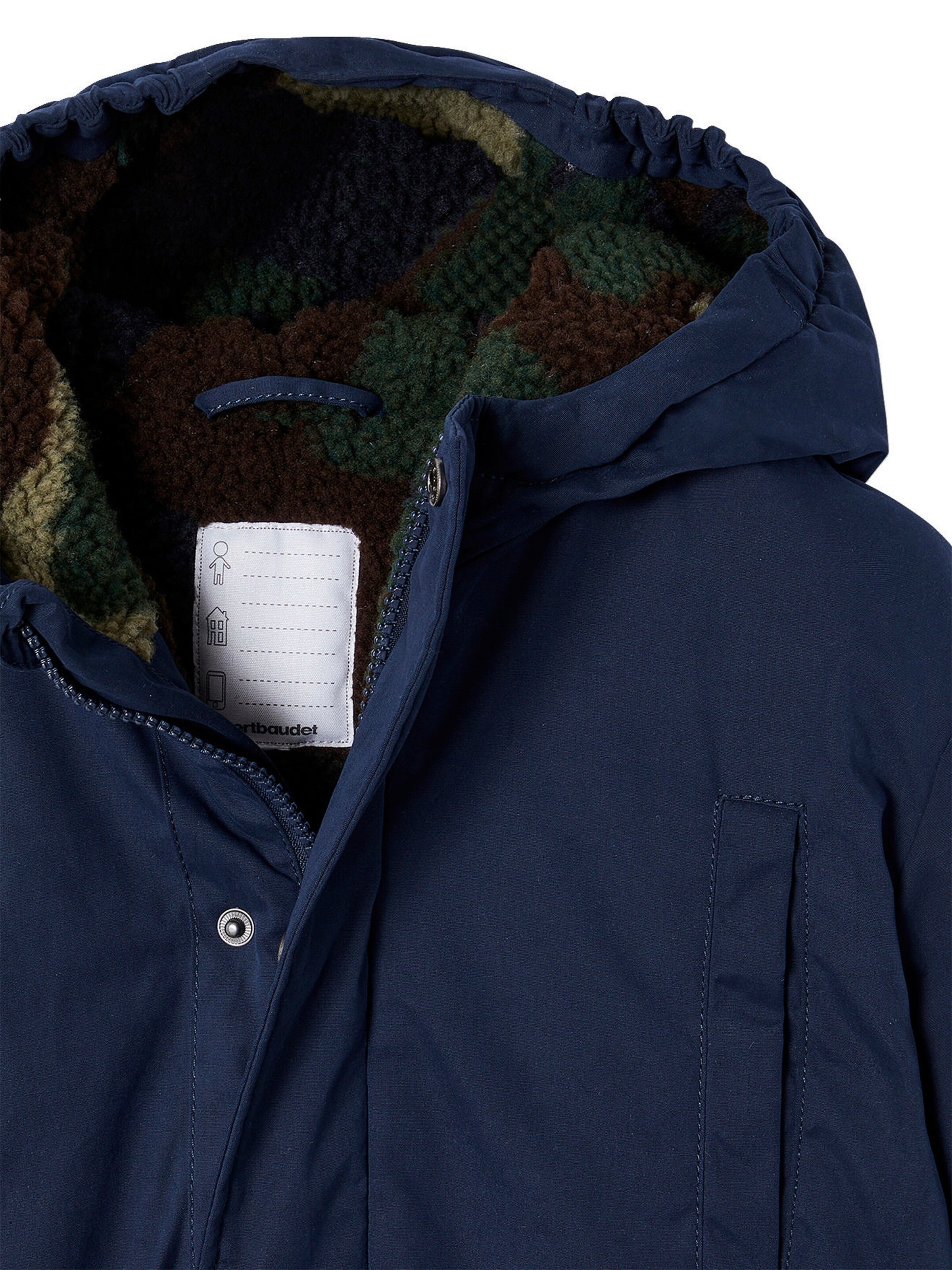 Vertbaudet Jungen Winterjacke mit Teddyfleece-Futter & Recycling-Polyester nachtblau