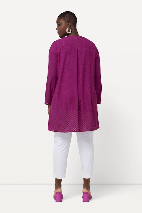 Indoorjacke, 3D-Zackenmuster, A-Linie, V-Ausschnitt