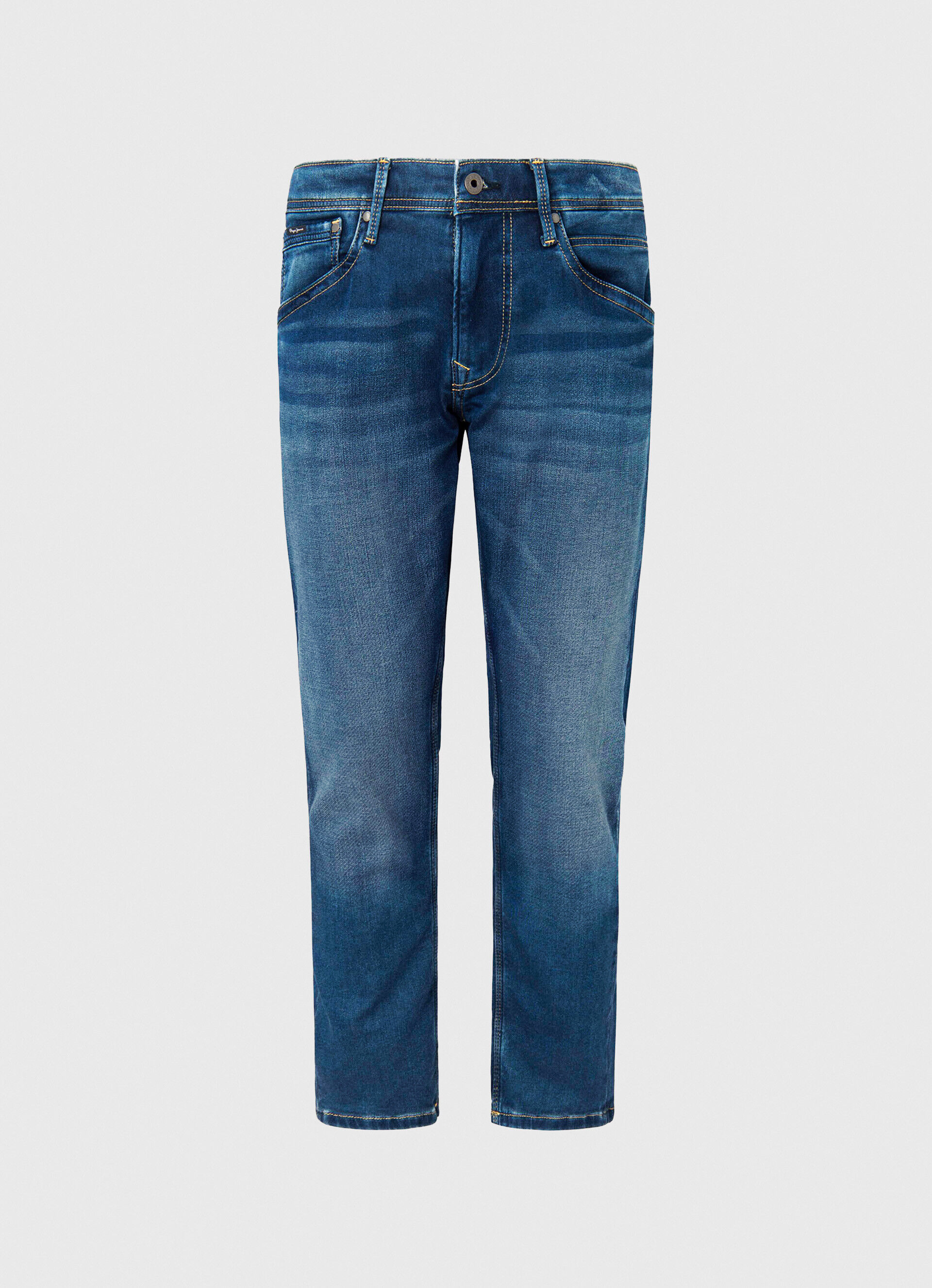 Calça jeans estilo esportivo com cintura regular - jeans