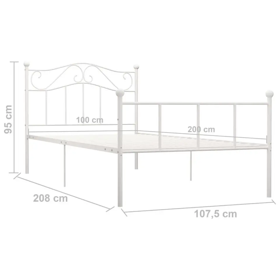 vidaXL - Bed frame met hoofdbord - Wit - Metaal - 100x200 cm