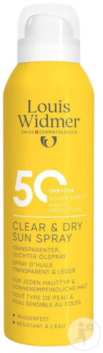 Louis Widmer Sun Clear & Dry Sun Spray IP50 Sans Parfum Tube 200ml