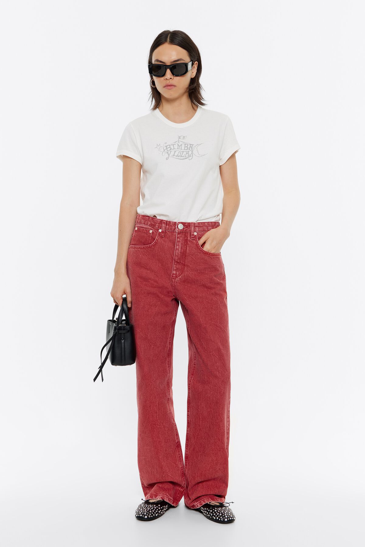 CALÇA DE PERNA LARGA - Cowboy Vermelho