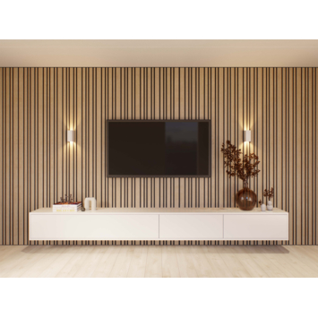 Kleurstaal lattenwand Decowall Acoustic Blend naturel eiken 30x25cm