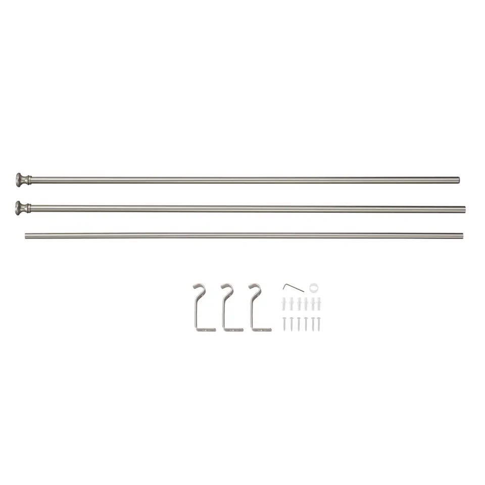 Lange gordijnroede - uitschuifbaar - 250-360 cm - zilvergrijs