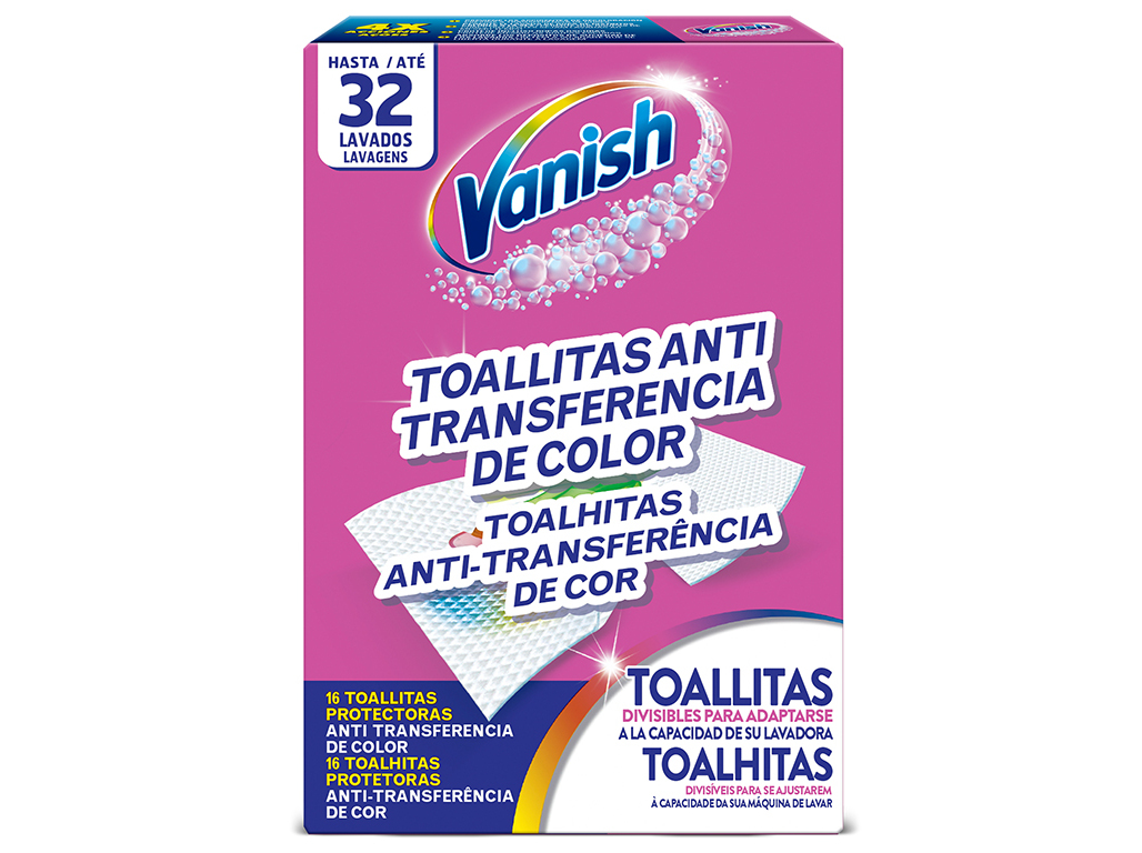 Toalhitas Anti Transferência de Cores Vanish Gold 32 unid
