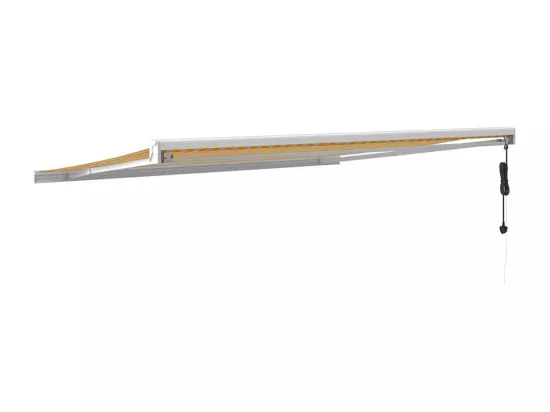 Auvent rétractable jaune et blanc 4,5x3 m tissu et aluminium