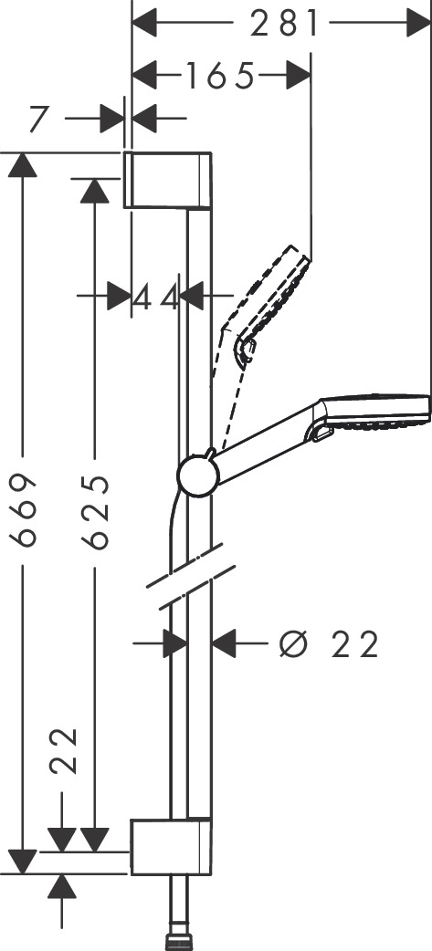 Hansgrohe Crometta doucheset waterbesparend met 2 standen handdouche en glijstang 65cm chroom