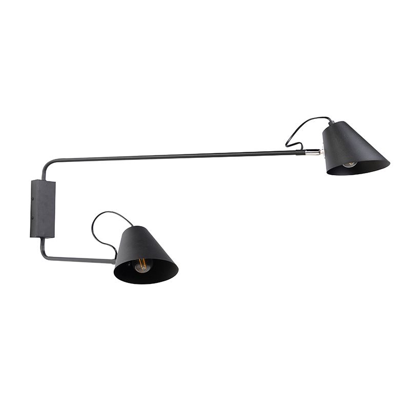Smart wandlamp zwart 2-lichts verstelbaar incl. Wifi A60 - Lune