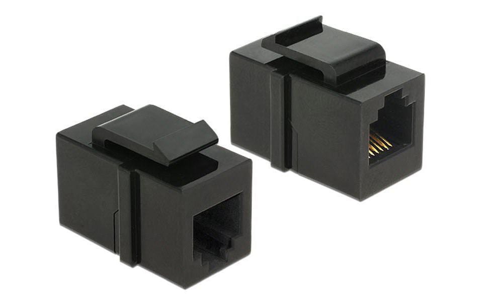 Keystone-Modul RJ-12 SchwarzModul zum Verlängern von RJ12 (6P/6C) Telefonkabel, ungeschirmt, schwarz