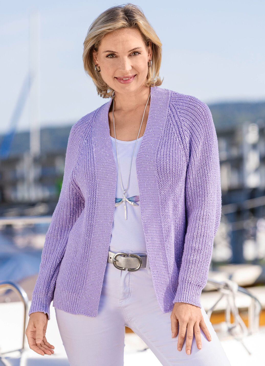 Strickjacke aus meliertem Effektgarn