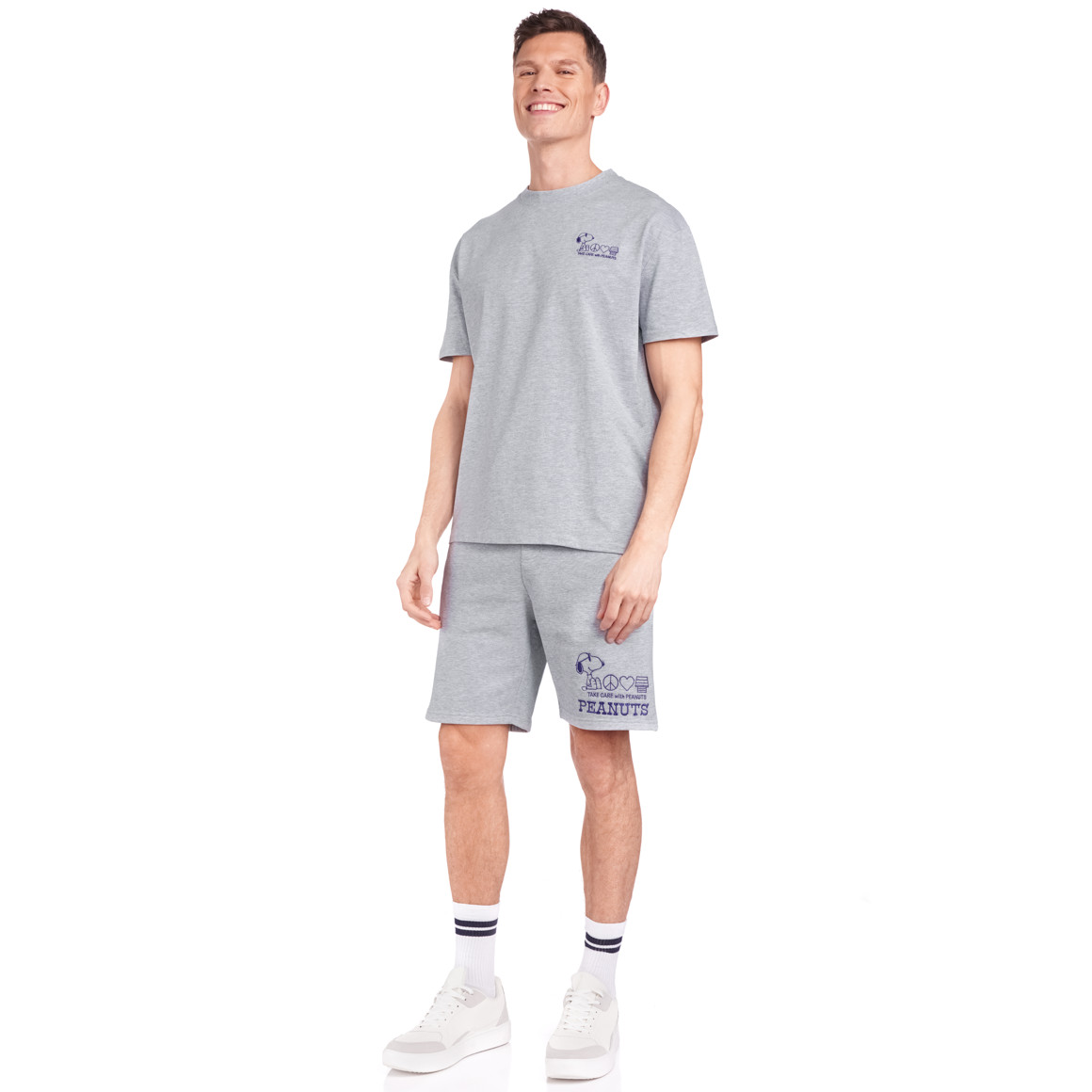 Jonas Nielsen Peanuts T-Shirt mit Stickerei hellgrau