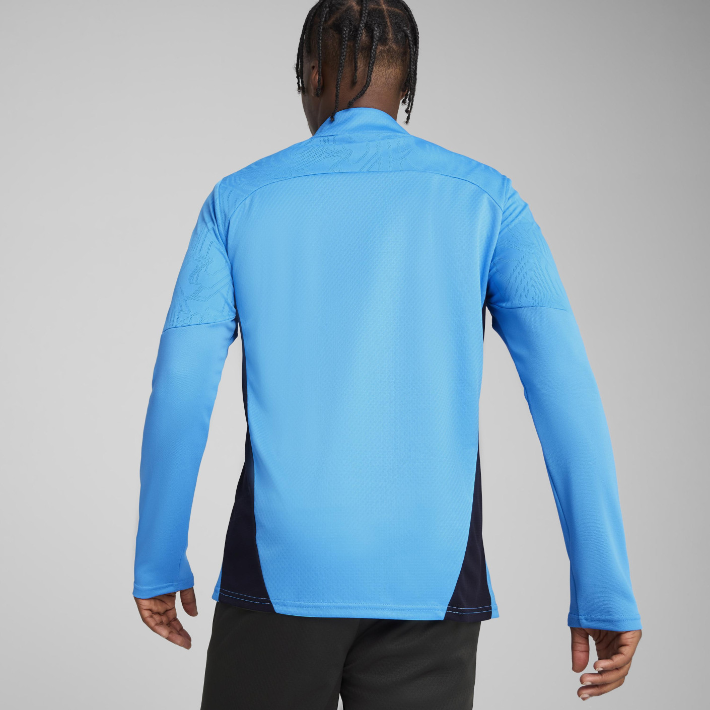 PUMA Olympique Marseille Trainingstrui 1/4-Zip 2024-2025 Lichtblauw Zwart Brons