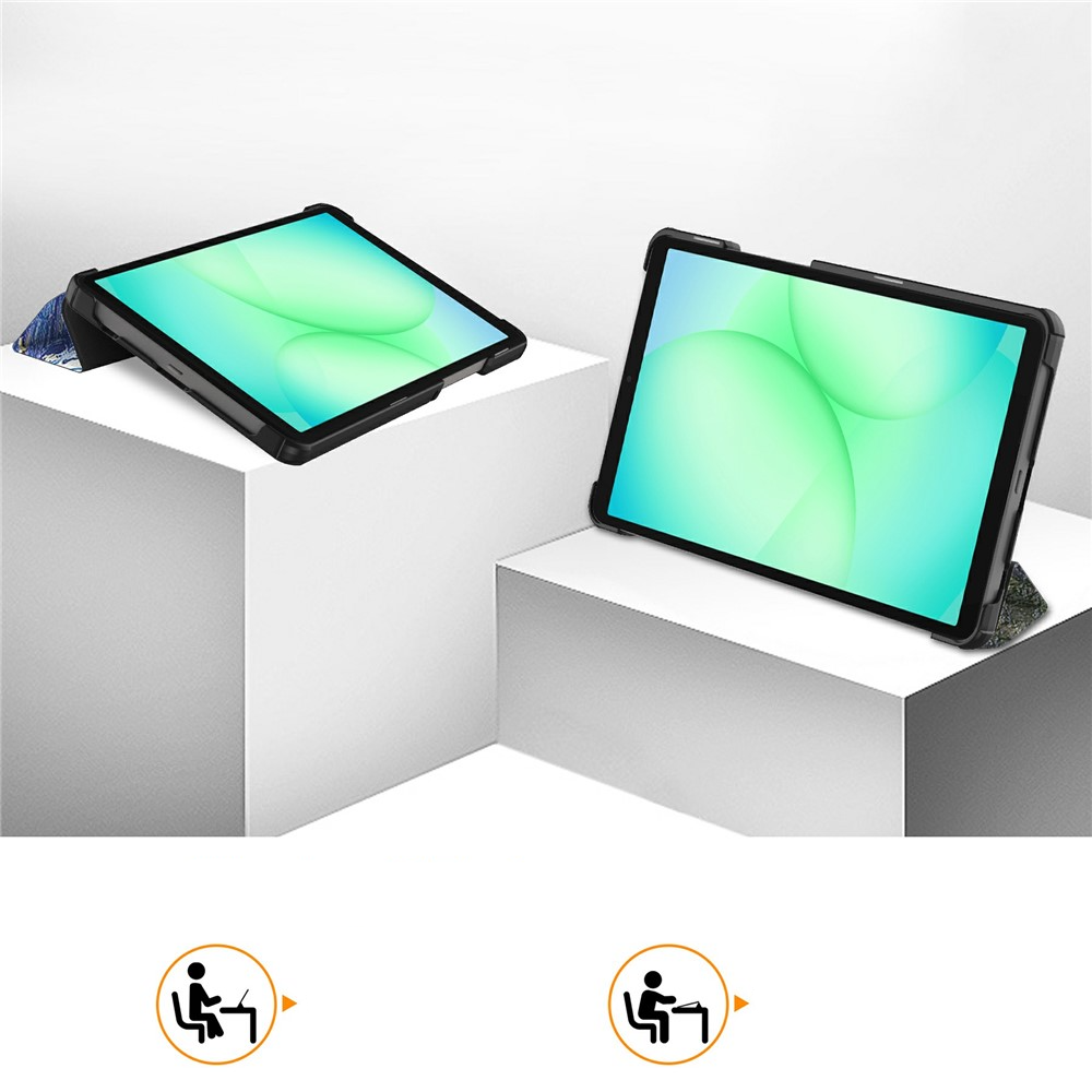 Samsung Galaxy Tab A11 / A9 Leder Tasche Smart Cover Schutzhülle - Sternenhimmel