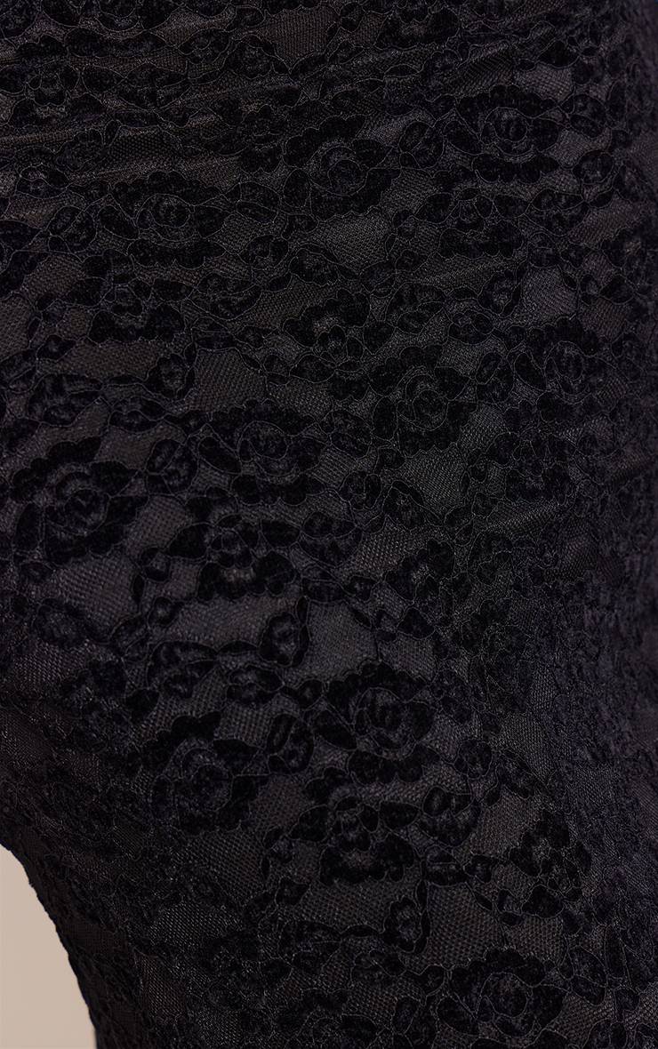 Noir Jupe Longue En Velours Dentelle Taille Mi-haute Ensemble Coordonné