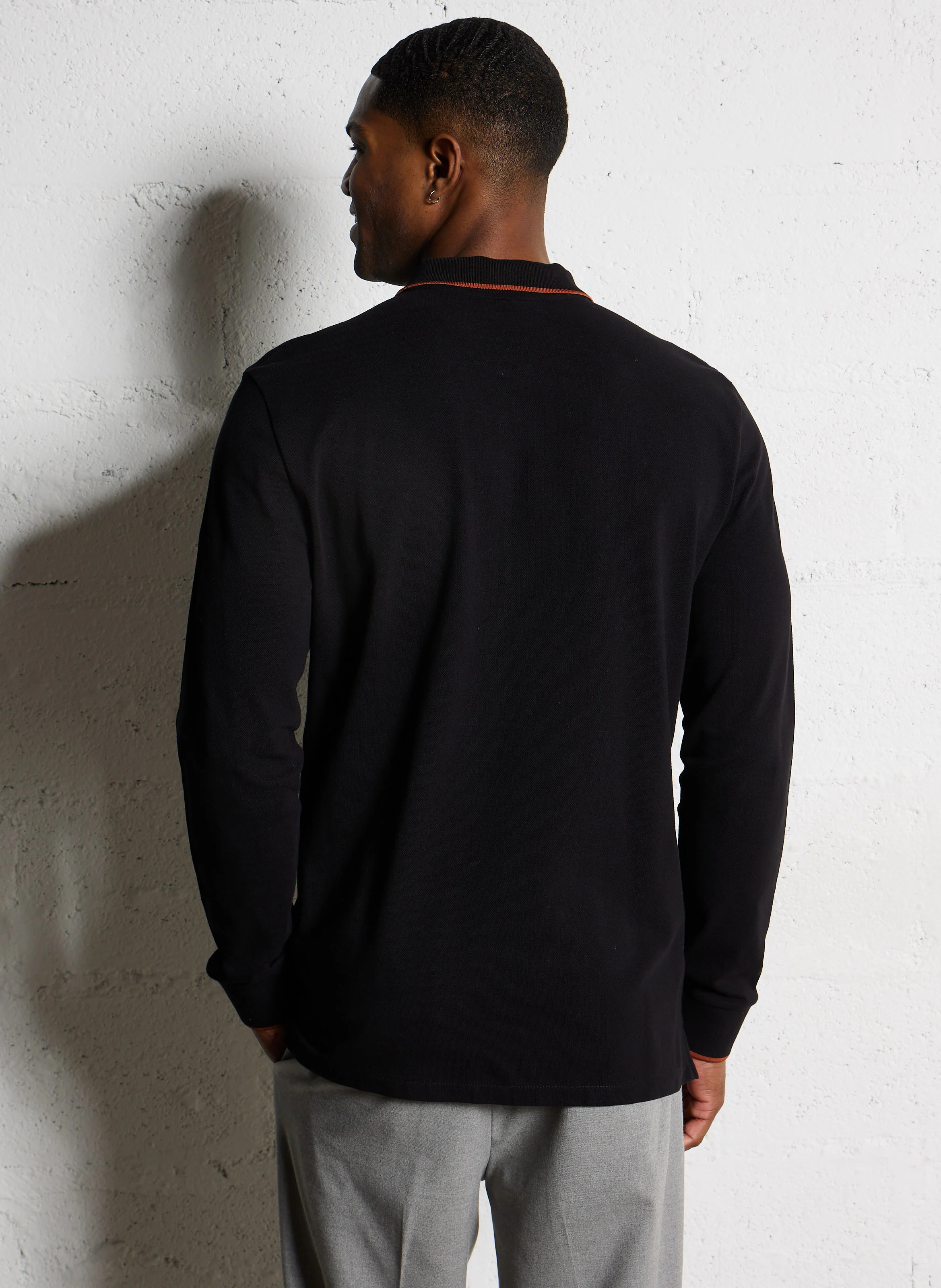 Polo manches longues en coton organique | Noir