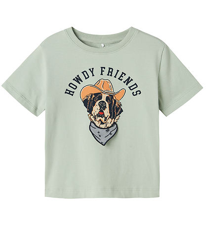 Name It T-Shirt - NmmHasse - Aqua Grau m. Print