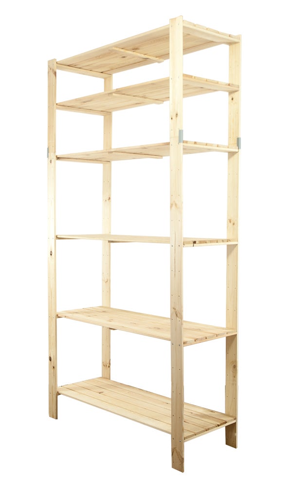 PROREGAL Houten Plank Woodland HxBxD 230 x 120 x 50 cm Plankbelasting 120 kg 6 planken Dennenhout Naturel