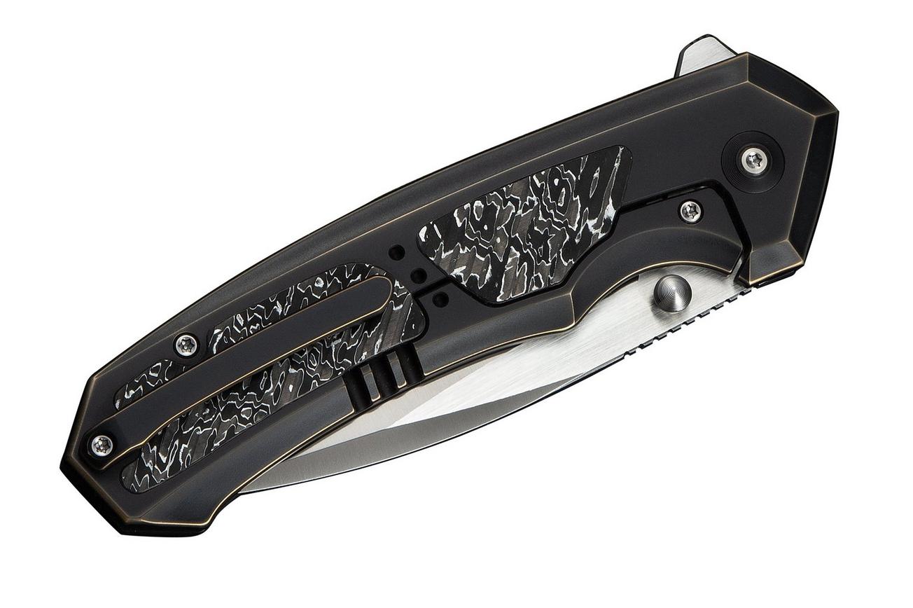 WE Knife Corwyn WE24088-3 Satin Böhler M390, Bronze Black Titanium Aluminium Foil Carbonfiber, zakmes