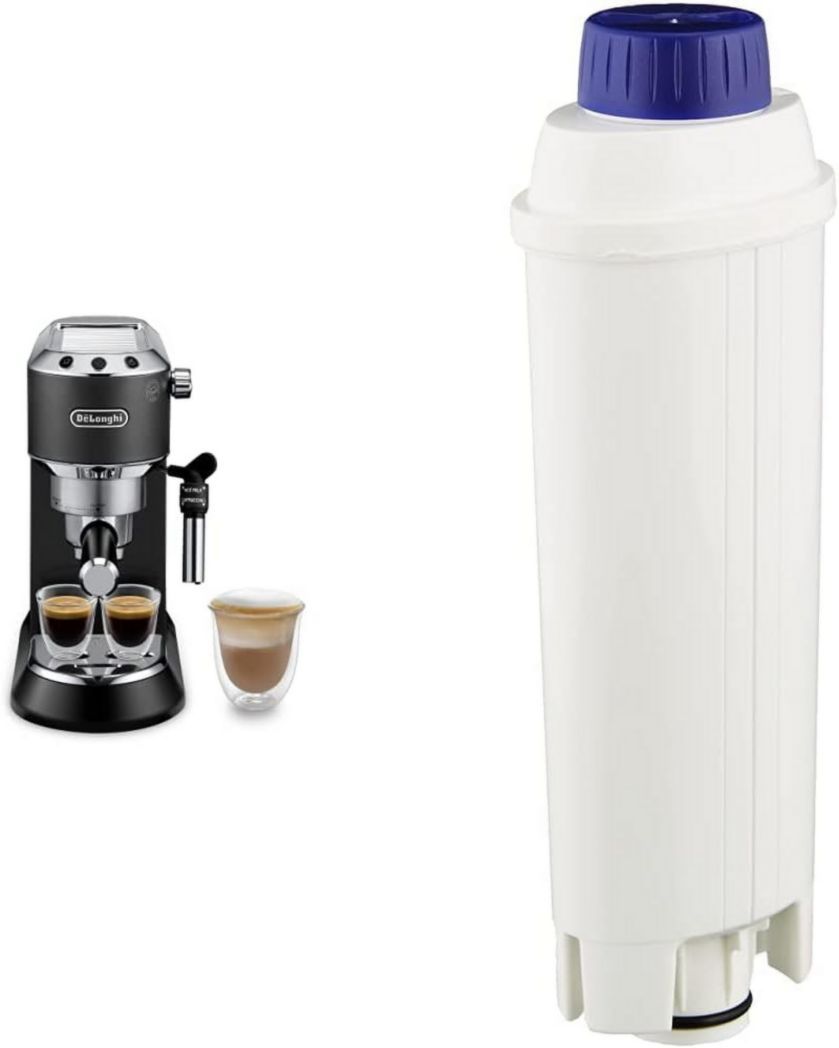 De'Longhi Dedica Style EC685.M, Machine à expresso avec buse à mousse de lait professionnelle, seulement 15 cm de large, réservoir de 1 L, boîtier en métal, compatible avec les dosettes ESE, métal