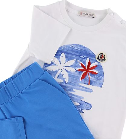 Moncler T-shirt/Shorts - Blå/Hvid m. Print
