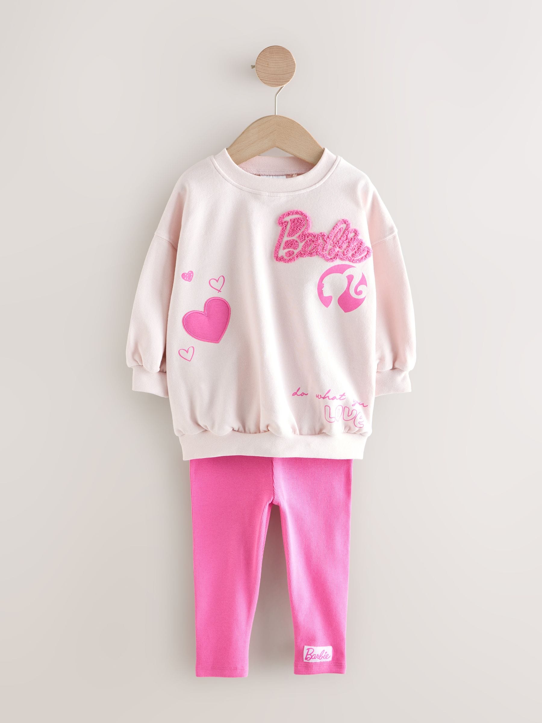 Roze - Barbie set met top met lange mouwen en legging (3mnd-7jr)