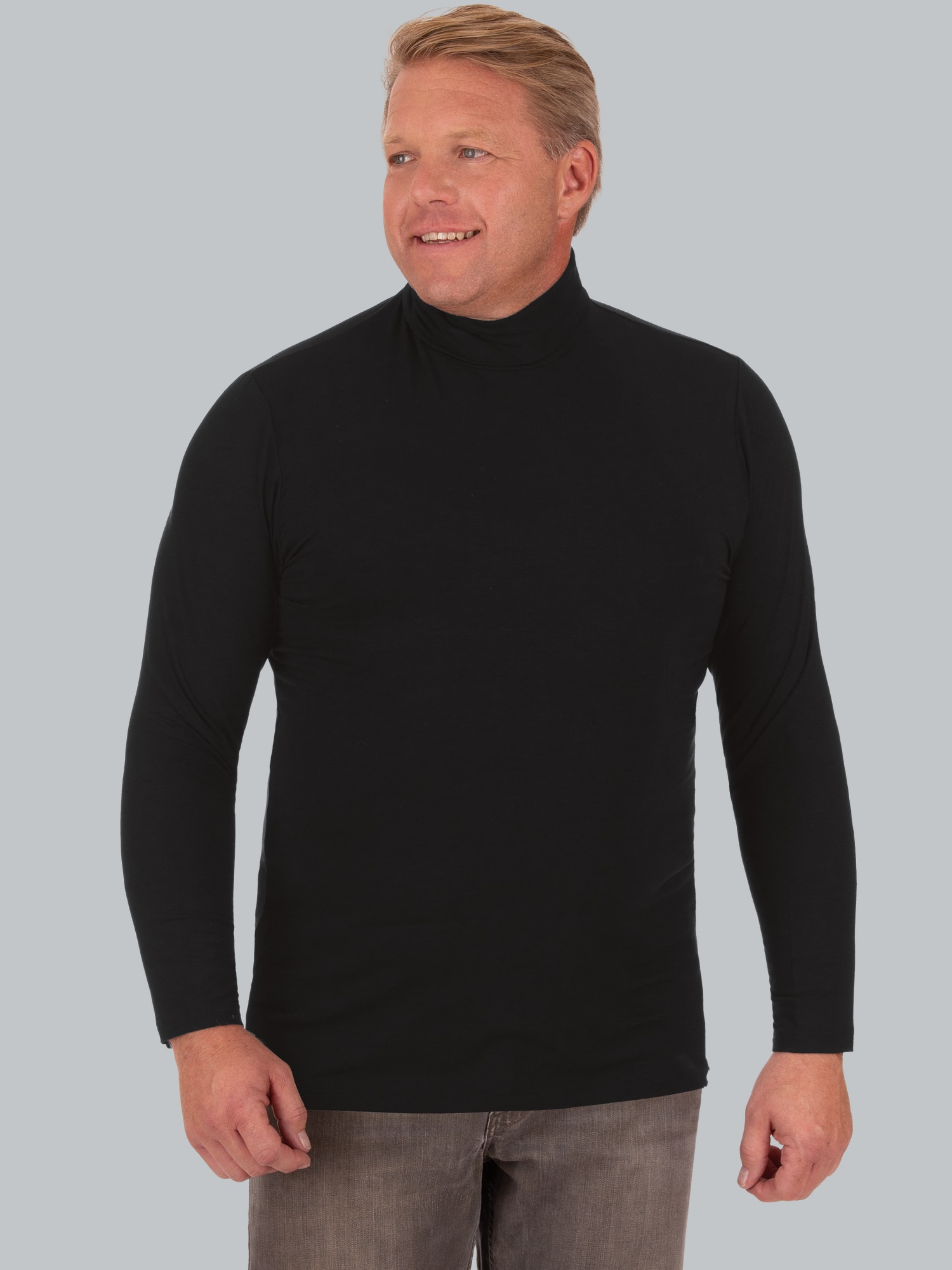 Rollkragenshirt aus Viskose Schwarz