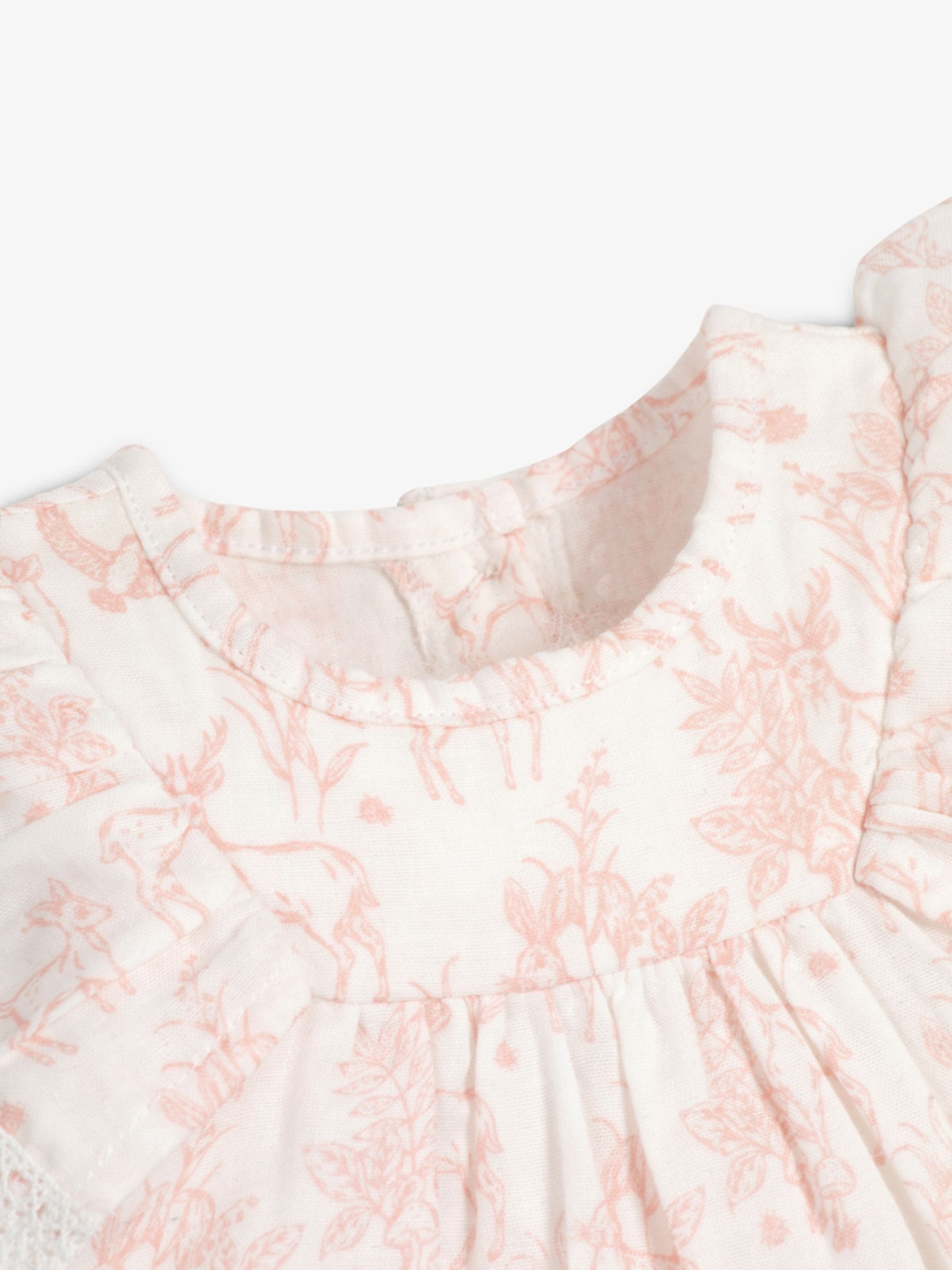 Roze/wit - The Little Tailor Mousseline babyplaysuit van 100% katoen