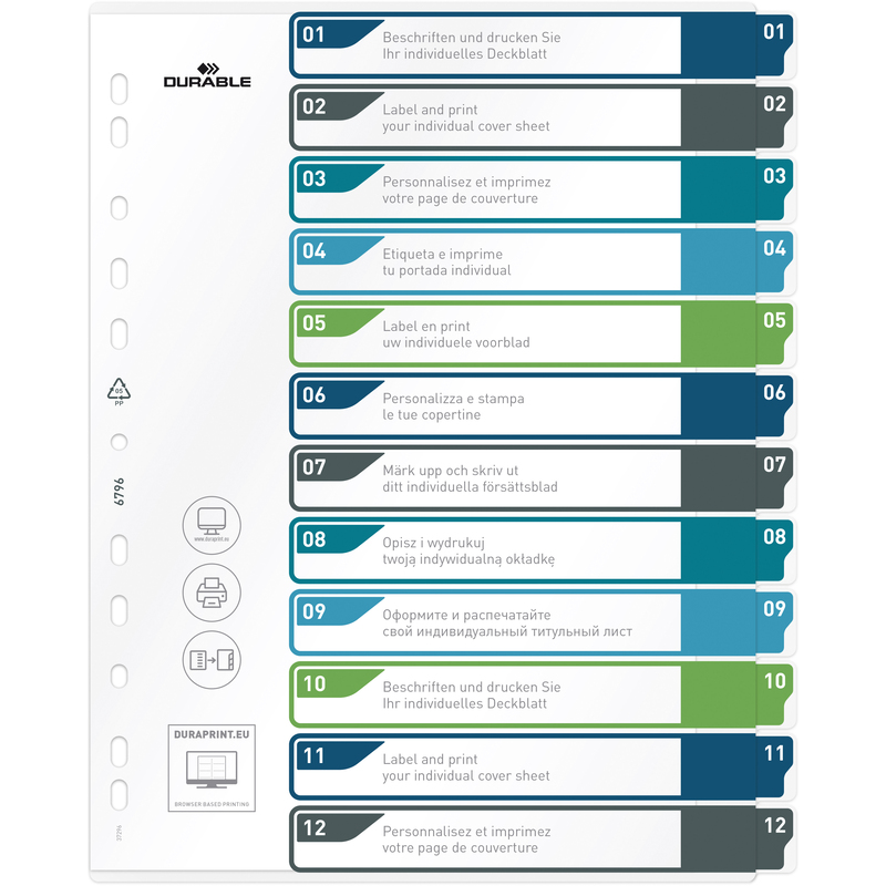 Durable Register, A4+, 1-12