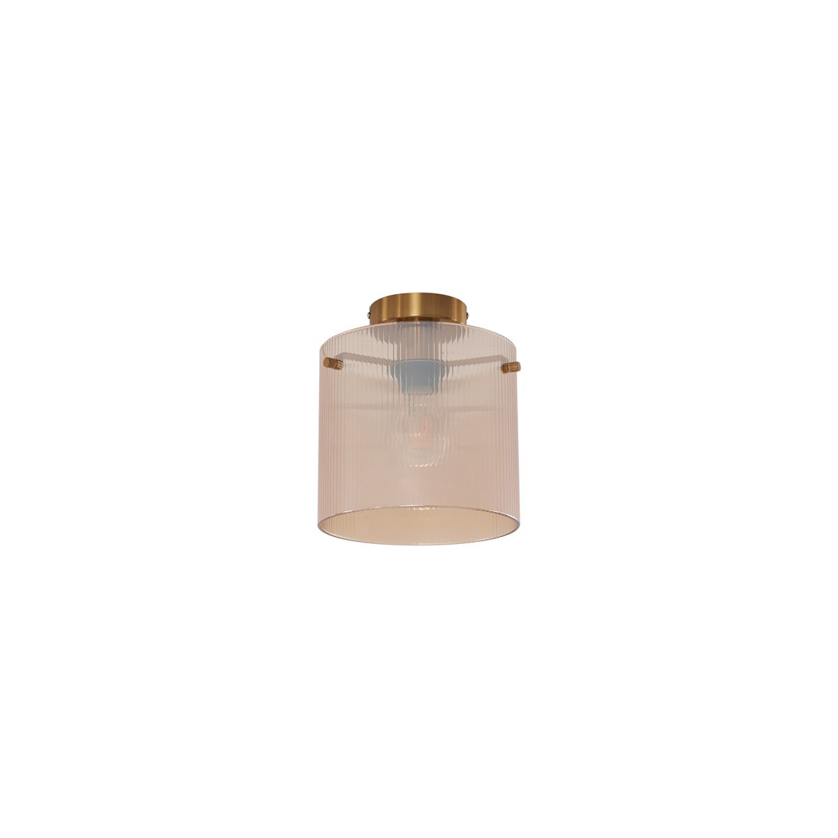 Art Deco plafondlamp messing met amber glas - Laura