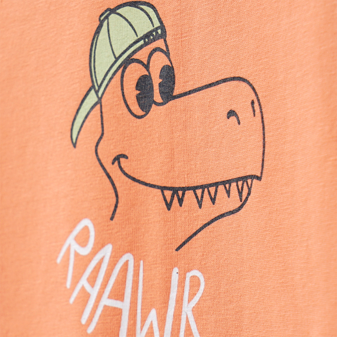 Famy 3 Jungen T-Shirts mit Dino-Prints dunkeltürkis / orange / beige
