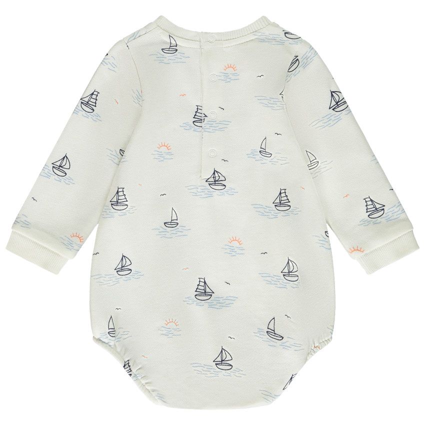 Sweat body manches longues imprimé voiliers pour bébé garçon - Ecru