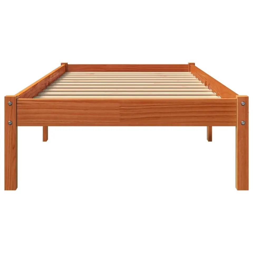 vidaXL - Bed frame zonder matras - Wasbruin - Massief grenenhout - 90x200 cm