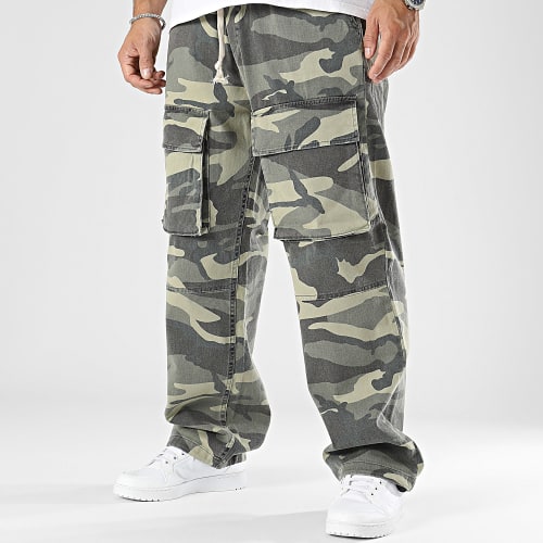 Pantalon Cargo Vert Kaki Camouflage