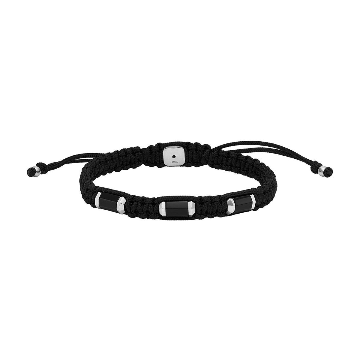 Bracelet homme Fossil onyx et nylon noir