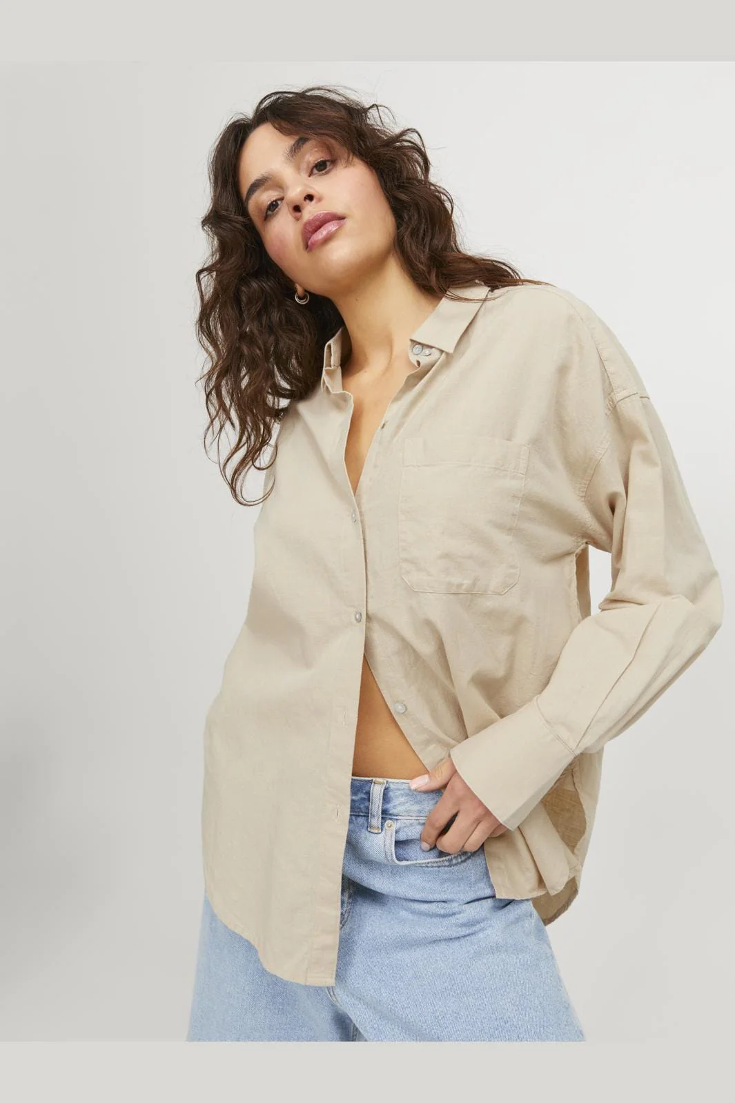 Jjxx Jxjamie Ls Rlx Linen Blend Shirt Sn 4388900 cement