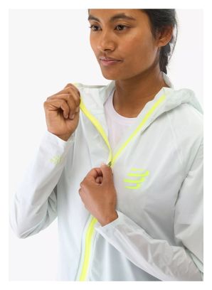 Veste imperméable Compressport Hurricane Waterproof 10/10 Femme Blanc/Ice Flow