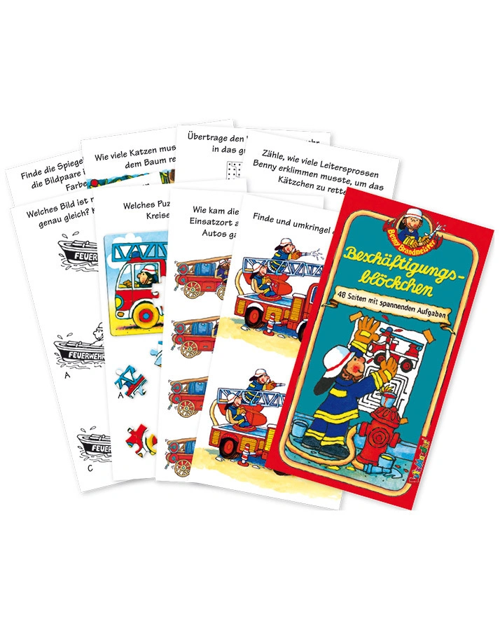 Beschäftigungsblöckchen-Set FEUERWEHR/PIRAT in bunt