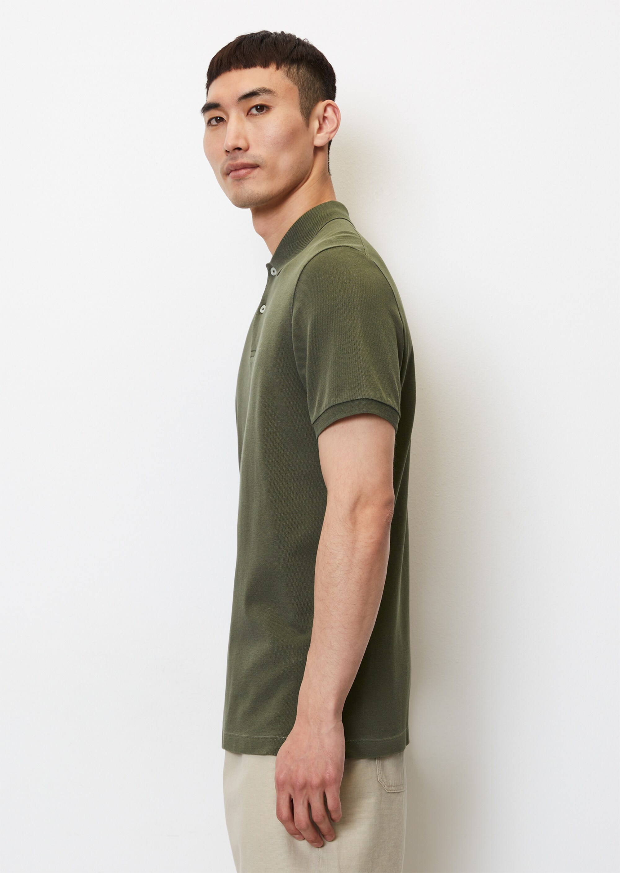 Kurzarm-Poloshirt Piqué shaped aus Organic Cotton-Stretch