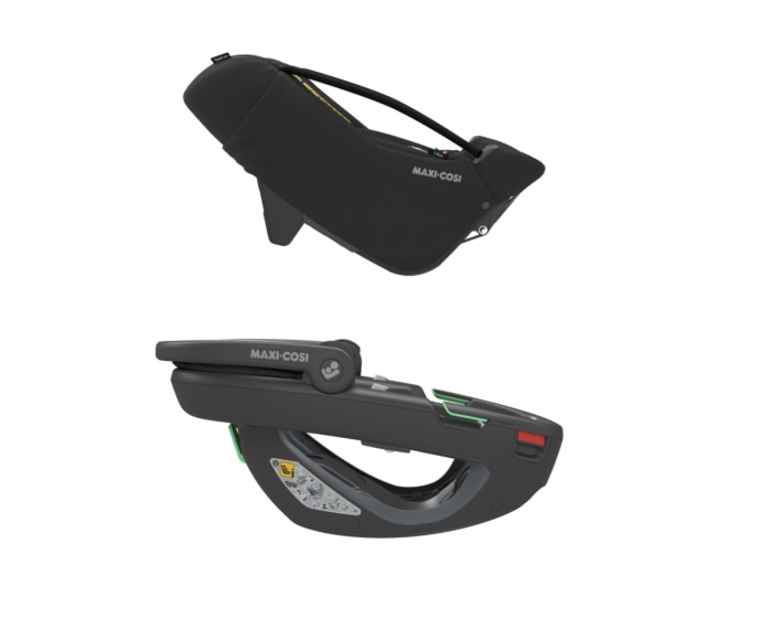 Coral 360 0 - 12 M  40 - 75 cm   0 - 12 kg    Intuitive FlexiSpin-Drehung mit nur einer Hand |    Der erste modulare Baby-Autositz |    Ultraleichtgewicht |    „Easy-in”-Gurt |