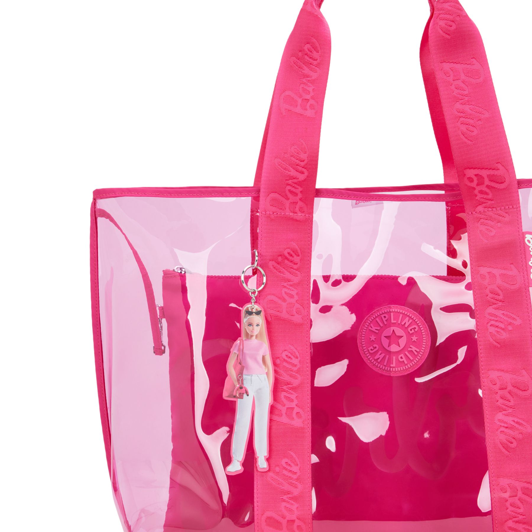 JACEY XL Grand sac fourre-tout transparent Barbie™ avec pochette intérieure zippée - Power Pink Transpant