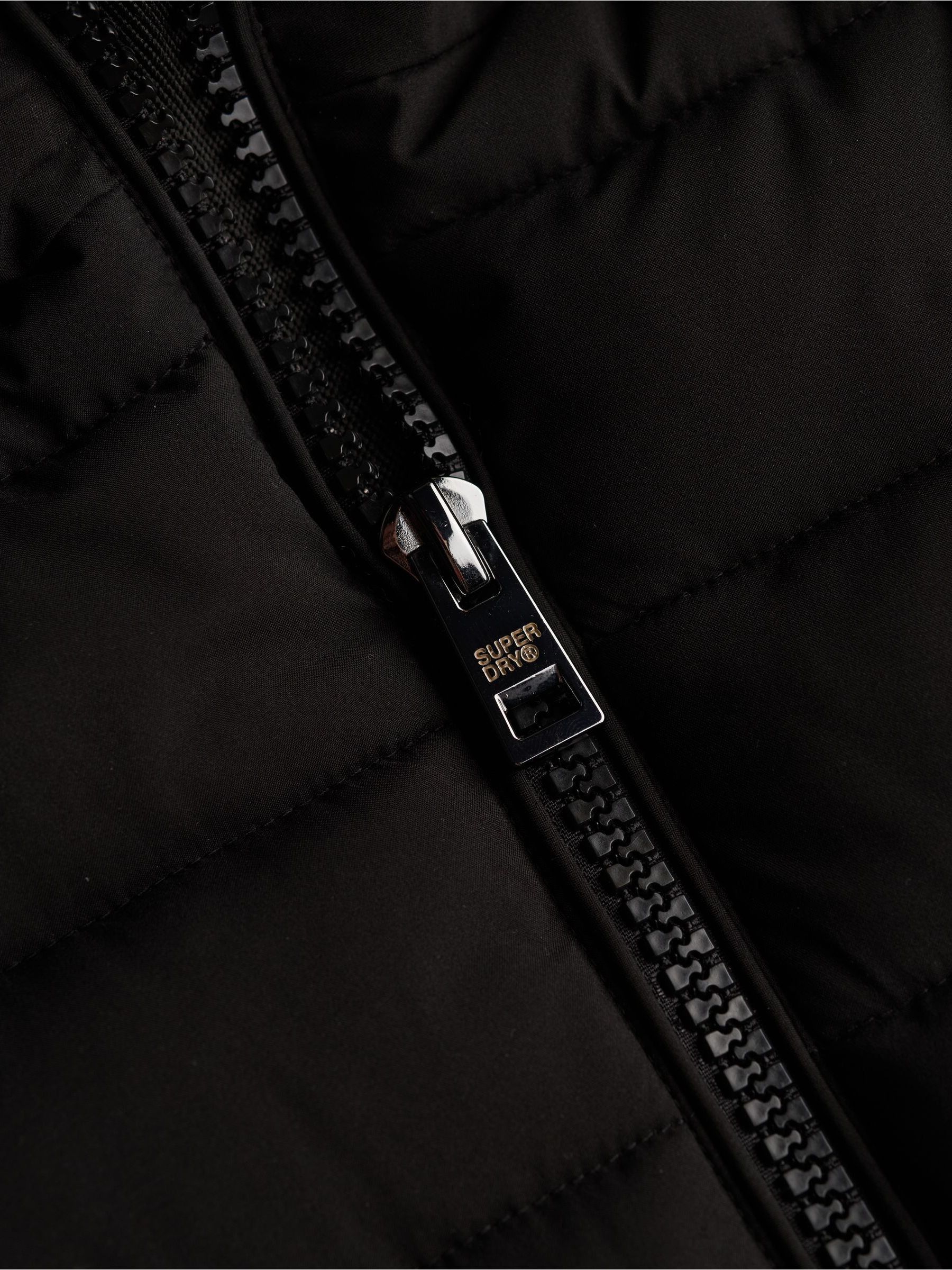 Zwart - Superdry Fuji Faux Hood Mid Length Coat