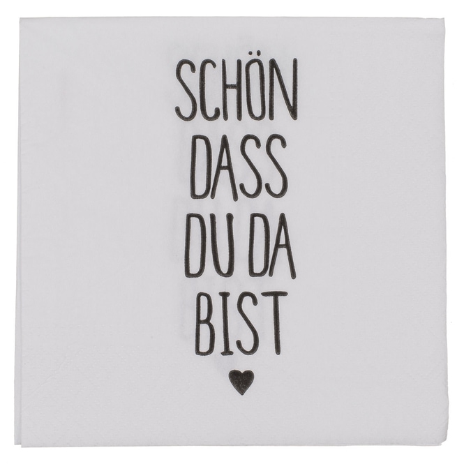 20 Servietten - Schön, dass du da bist - ca. 33 x 33 cm