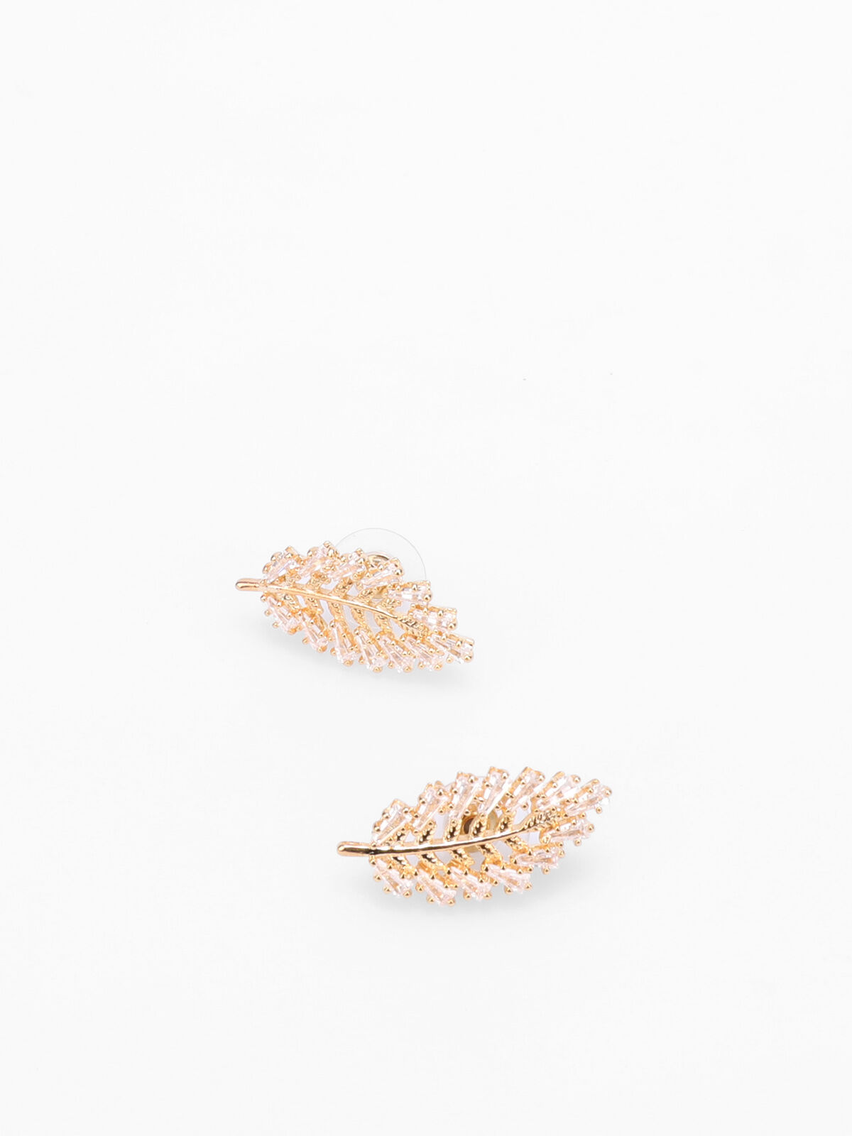Boucles d'oreilles feuilles en strass- Doré