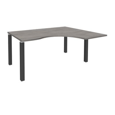 Bureau compact EXPRIM - L160 cm - Retour droite - Plateau imitation Chêne gris - Pieds carbone (Pieds de renfort obligatoire à rajouter - non inclus)