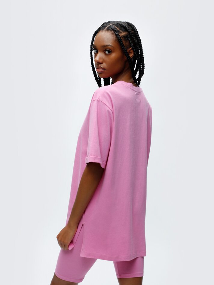 Camiseta oversized de manga curta - Rosa Chiclete
