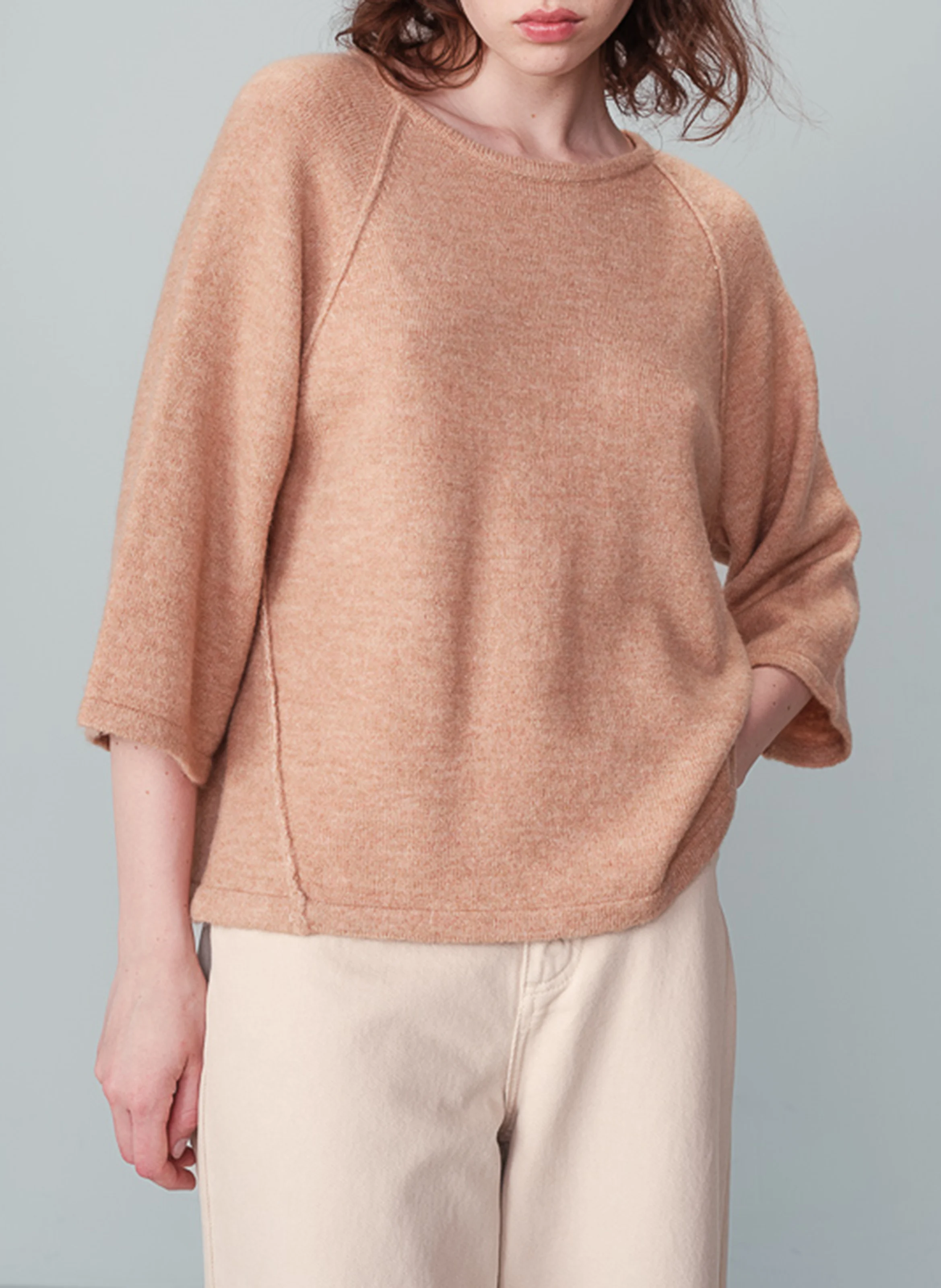 NANOU - Pull col rond ample en maille | Marron
