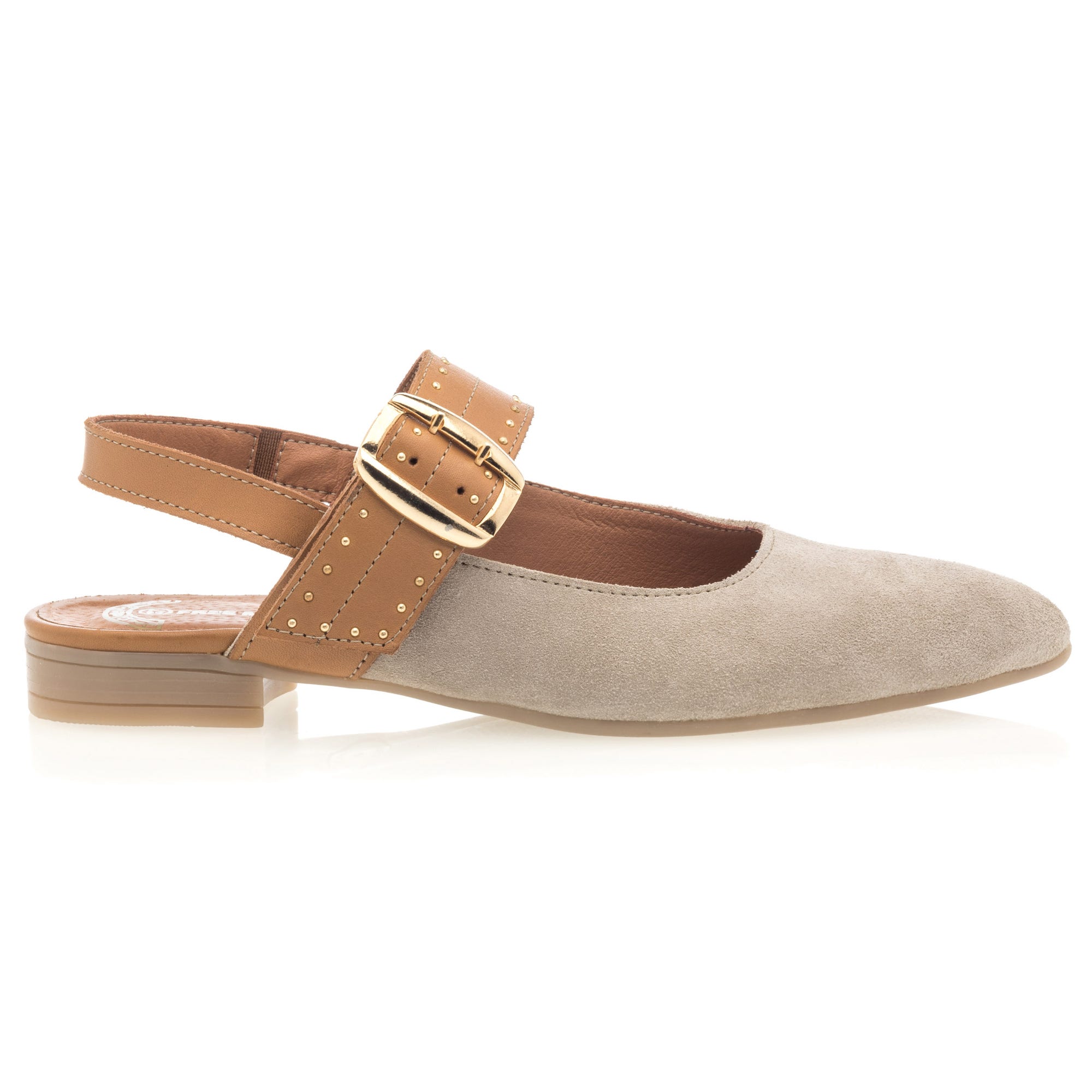 Escarpins avec bride arrière Femme en cuir beige