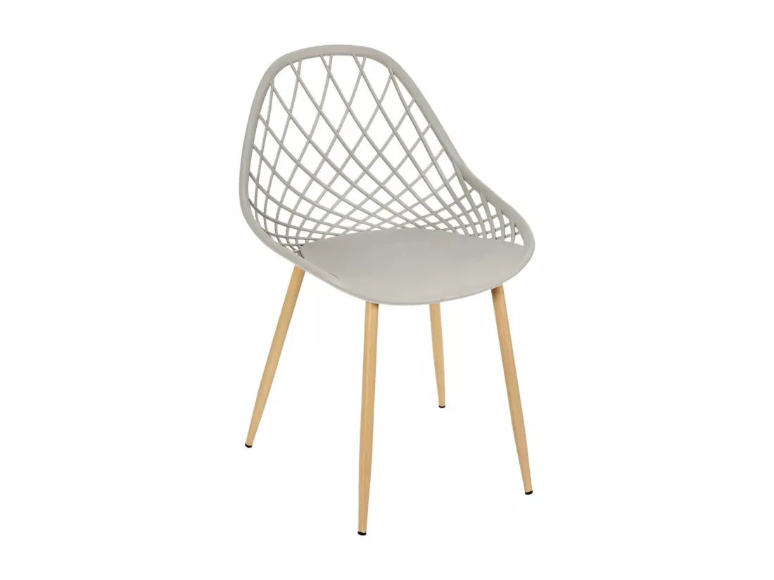 TRESSIE - Lot de 4 Chaises Gris Taupe Coque Arrondie