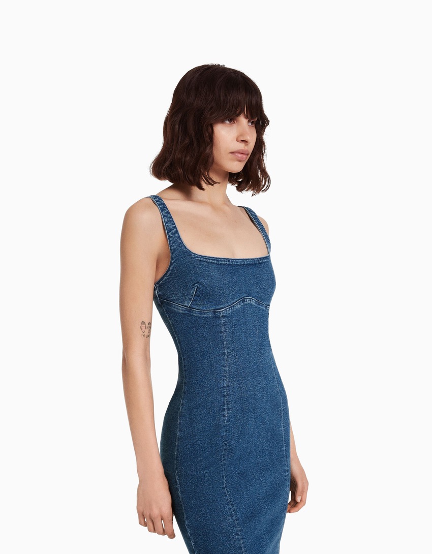 Vestido longo jeans com alças
